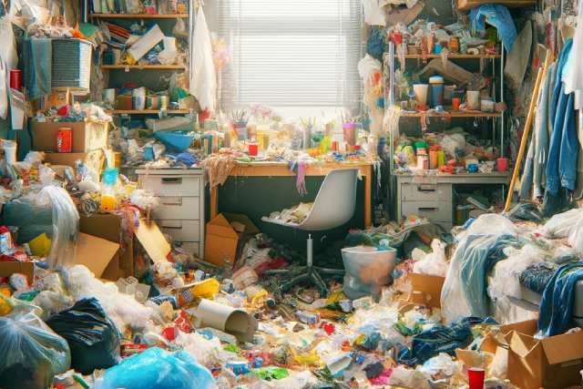 ゴミや不用品が散乱した汚部屋