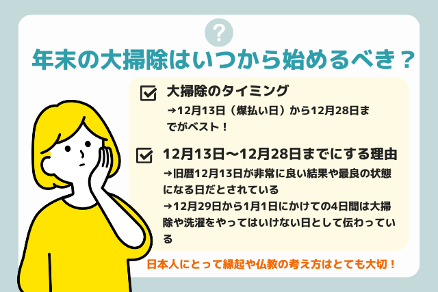 年末の大掃除はいつから始めるべき？