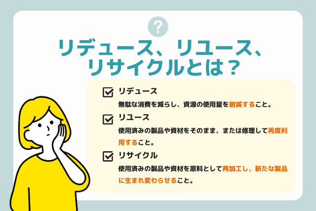 リデュース、リユース、リサイクルとは？